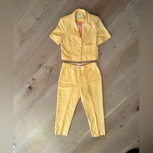 Motivi Italian Linen Summer suit, yellow, like new